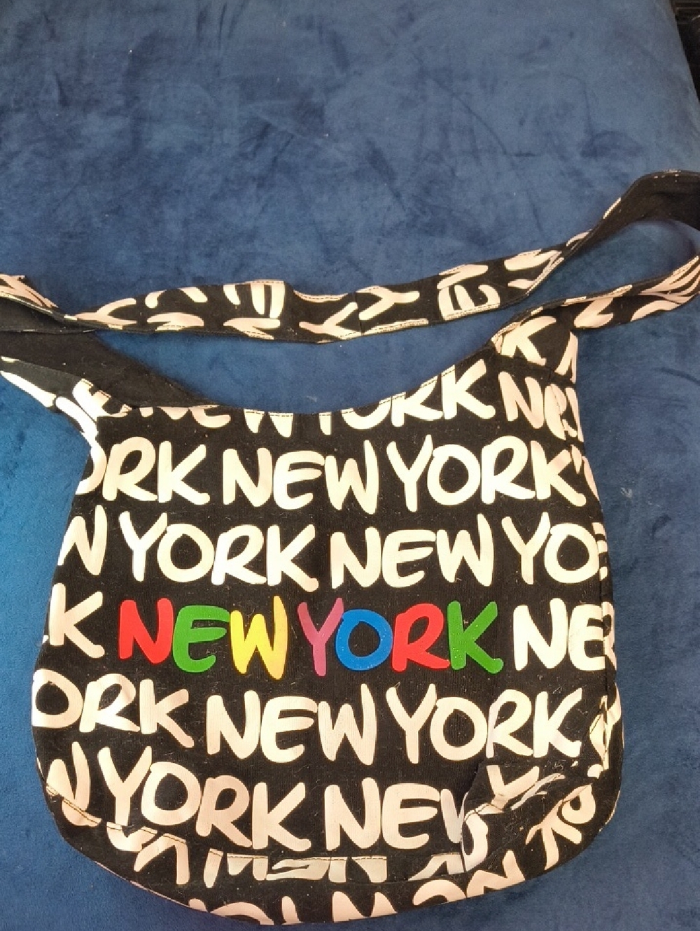 Robin Ruth Black Crossbody Bag with Multicolor NEW YORK Print